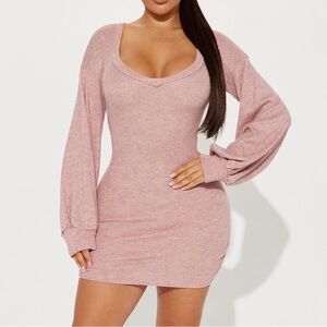 Fashion Nova Serenity Sweater Mauve Mini Dress